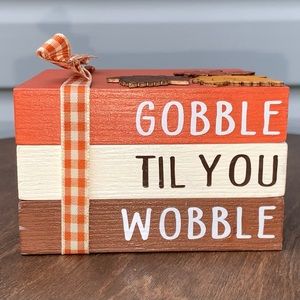 Thanksgiving Farmhouse Bookstack Gobble Til You Wobble Book Stack Holiday Decor